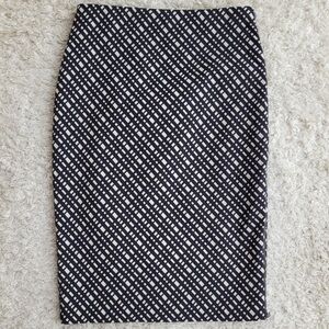 Express Black and White Geometric Pencil Skirt